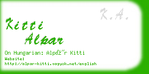 kitti alpar business card